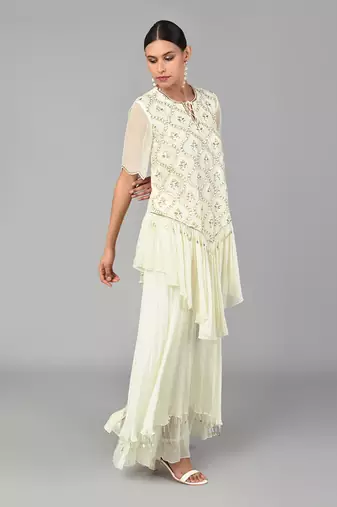 Ivory Gold Embellished Tunic Set