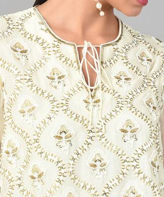 Ivory Gold Embellished Tunic Set 6