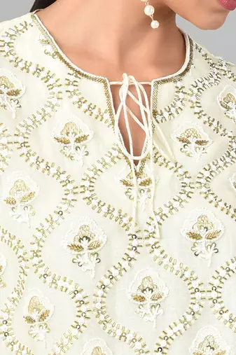 Ivory Gold Embellished Tunic Set