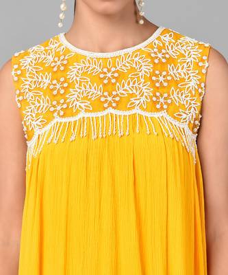 Ivory Bead Embellished Yellow Ombr   Dress 6
