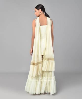 Ivory Bronze Bead Embellished Tunic Set 4