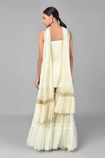 Ivory Bronze Bead Embellished Tunic Set