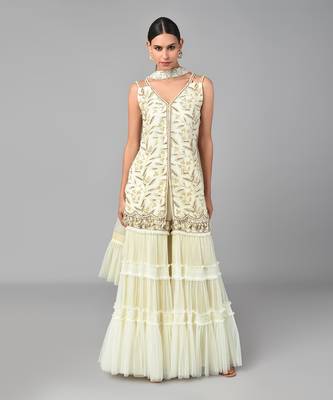 Ivory Bronze Bead Embellished Tunic Set 5