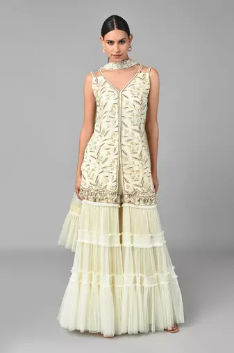 Ivory Bronze Bead Embellished Tunic Set