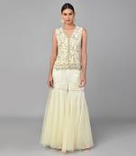 Ivory Bronze Bead Embellished Peplum Set