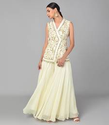 Ivory Bronze Bead Embellished Overlap Tunic Set