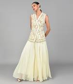 Ivory Bronze Bead Embellished Overlap Tunic Set