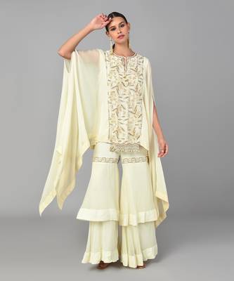 Ivory Bronze Bead Embellished Tunic Set 1