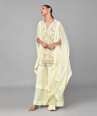 Ivory Bronze Bead Embellished Tunic Set 2