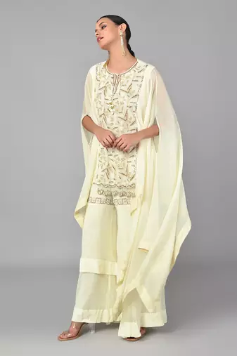 Ivory Bronze Bead Embellished Tunic Set