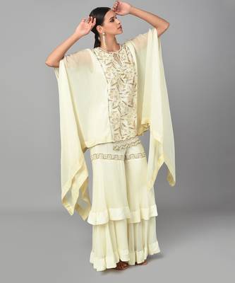 Ivory Bronze Bead Embellished Tunic Set 3