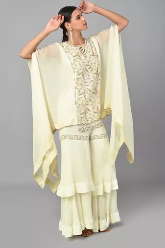Ivory Bronze Bead Embellished Tunic Set