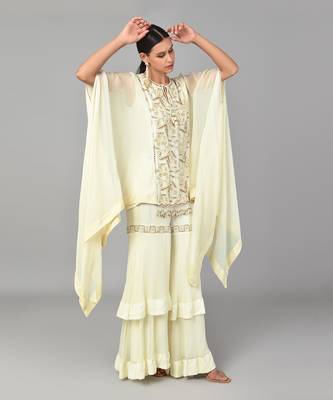 Ivory Bronze Bead Embellished Tunic Set 6
