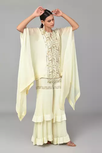 Ivory Bronze Bead Embellished Tunic Set