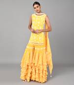 Ivory Bead Sequins Embellished Printed Set