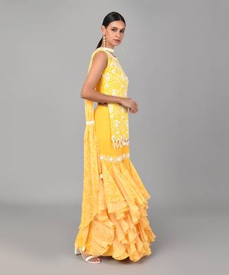 Ivory Bead Sequins Embellished Printed Set 2