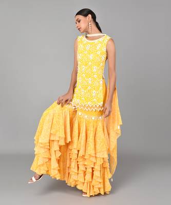 Ivory Bead Sequins Embellished Printed Set 3