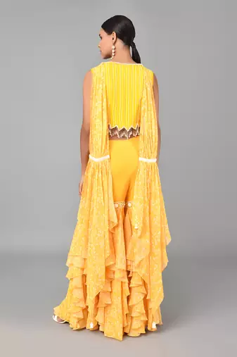 Ivory Bead Sequins Embellished Printed Set