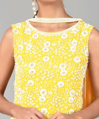 Ivory Bead Sequins Embellished Printed Set 6