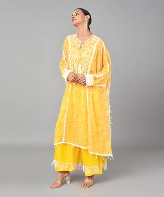 Ivory Bead Embellished Printed Kaftan Set 3