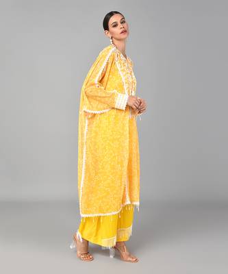 Ivory Bead Embellished Printed Kaftan Set 4