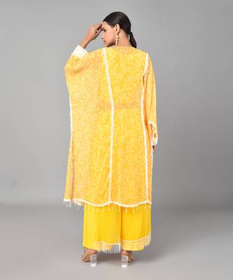 Ivory Bead Embellished Printed Kaftan Set 5