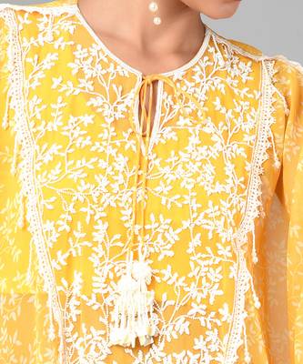 Ivory Bead Embellished Printed Kaftan Set 6