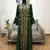 Dark Green Bell Sleeves Moroccan Kaftan With Sun Proof Hijab