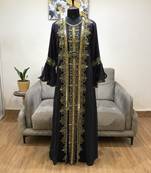 Black luxurious Bell Sleeves Moroccan Kaftan  With Sun Proof Hijab.
