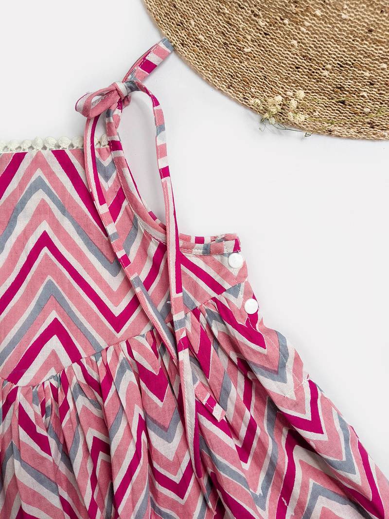 Halemons White Floral Printed Baby Girls frock - White