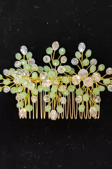 Green crystal hair accessories