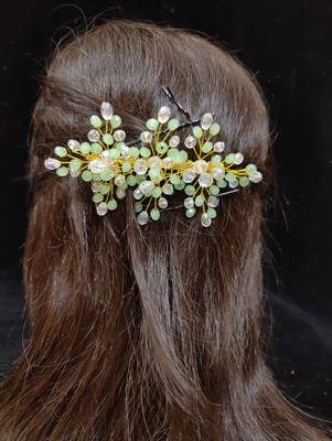 Green crystal hair accessories 2