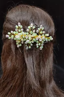 Green crystal hair accessories