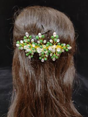 Green crystal hair accessories 2