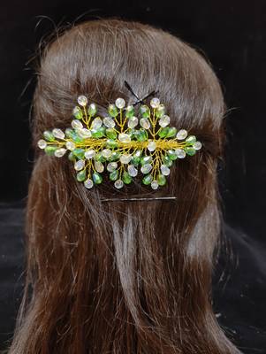 Green crystal hair accessories 2