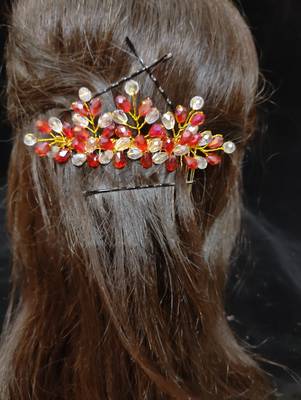 Red crystal hair accessories 2