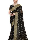 Black embroidered georgette saree with blouse