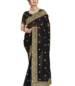 Black embroidered georgette saree with blouse