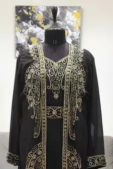 Black Moroccan Kaftan With Sun-proof hijab