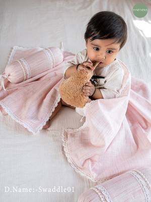 100% Organic Peach Cotton Wrap Newborn Baby Blanket 4