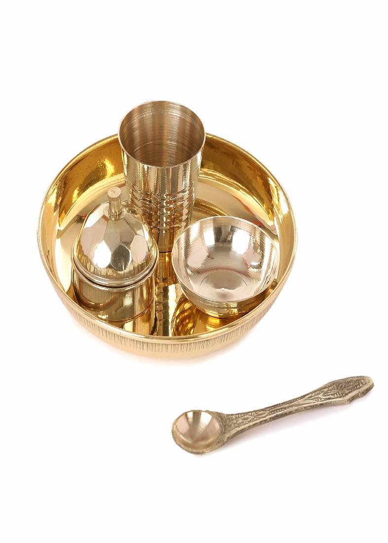 BulkySanta Pure Brass Pooja Bhog Thali Size-4 inches(WITHOUT BOX)