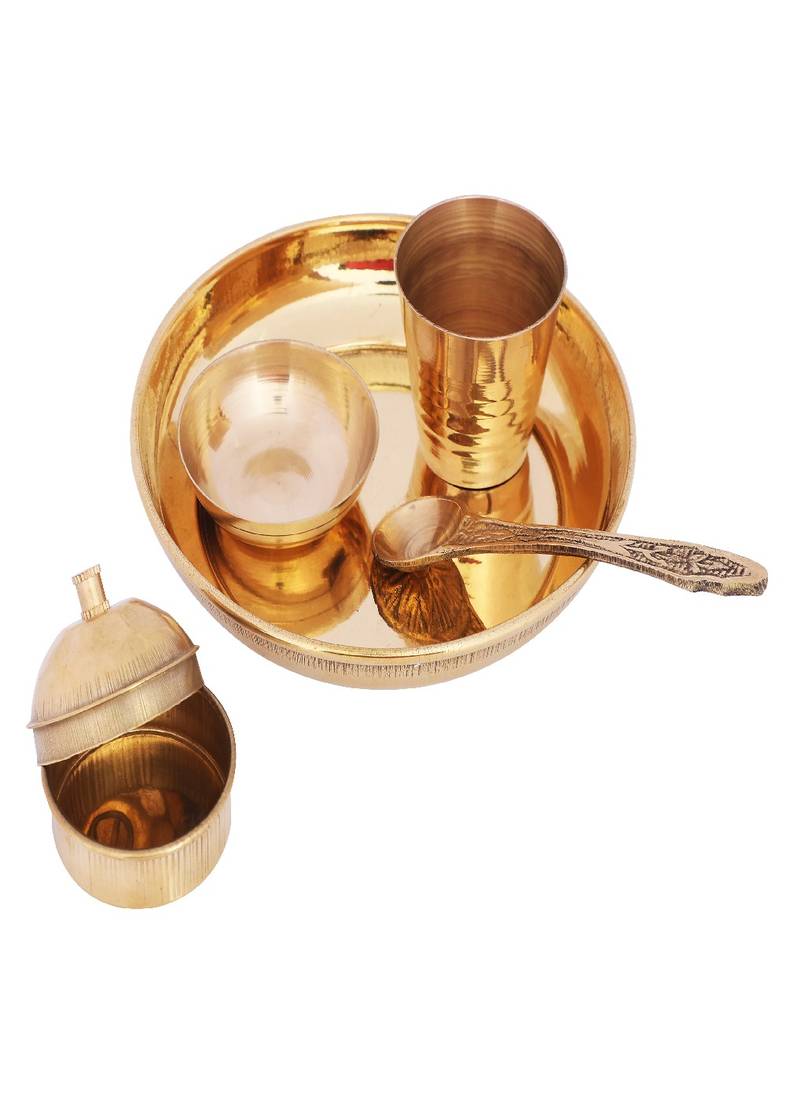 BulkySanta Pure Brass Pooja Bhog Thali Size-4 inches(WITHOUT BOX)