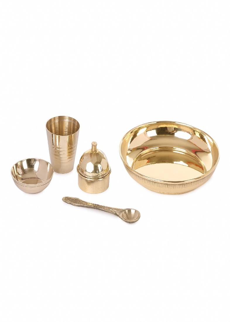 BulkySanta Pure Brass Pooja Bhog Thali Size-4 inches(WITHOUT BOX)