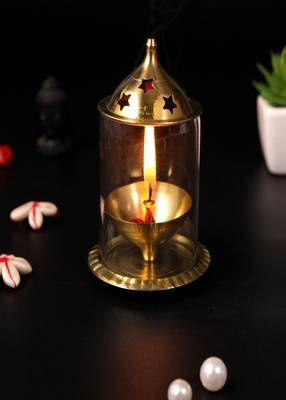 BulkySanta Brass Akhand diya | Akhand jyoti diya with cover | Brass diya (3" x 3" x 5") 2