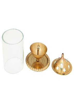 BulkySanta Brass Akhand diya | Akhand jyoti diya with cover | Brass diya (3" x 3" x 5") 3