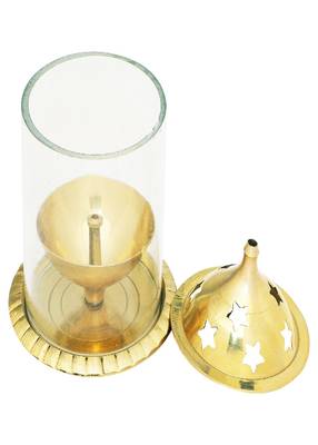 BulkySanta Brass Akhand diya | Akhand jyoti diya with cover | Brass diya (3" x 3" x 5") 4