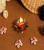 BulkySanta Brass Lotus Kamal Shape Metal Diya | Home Temple Decoration Oil Lamp Gift Items (Brass & Copper)