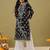 Hand Embroidered Black Cotton Lucknow Chikankari Women Kurta