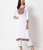 MATINE Women White Cotton Kurta and Salwar Sets 