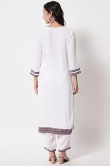 MATINE Women White Cotton Kurta and Salwar Sets 